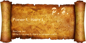 Ponert Harri névjegykártya